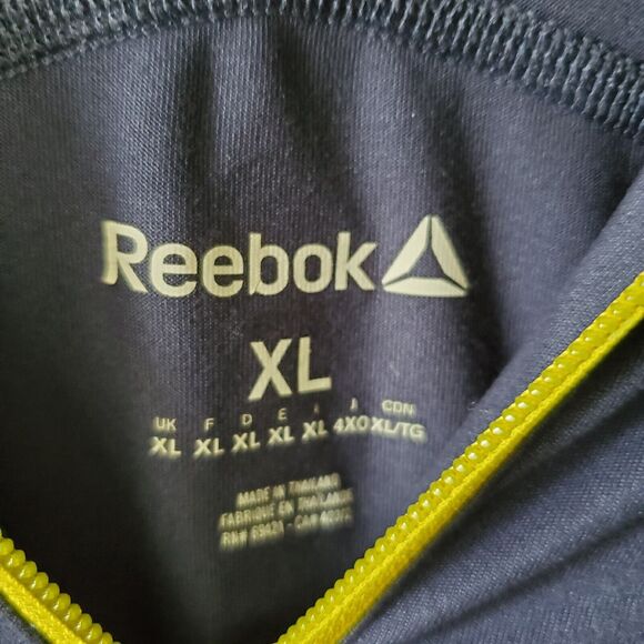 Reebock Playdry 1/4 Zip XL Mens Pullover Blue With Lime Green Accents - Picture 6 of 13